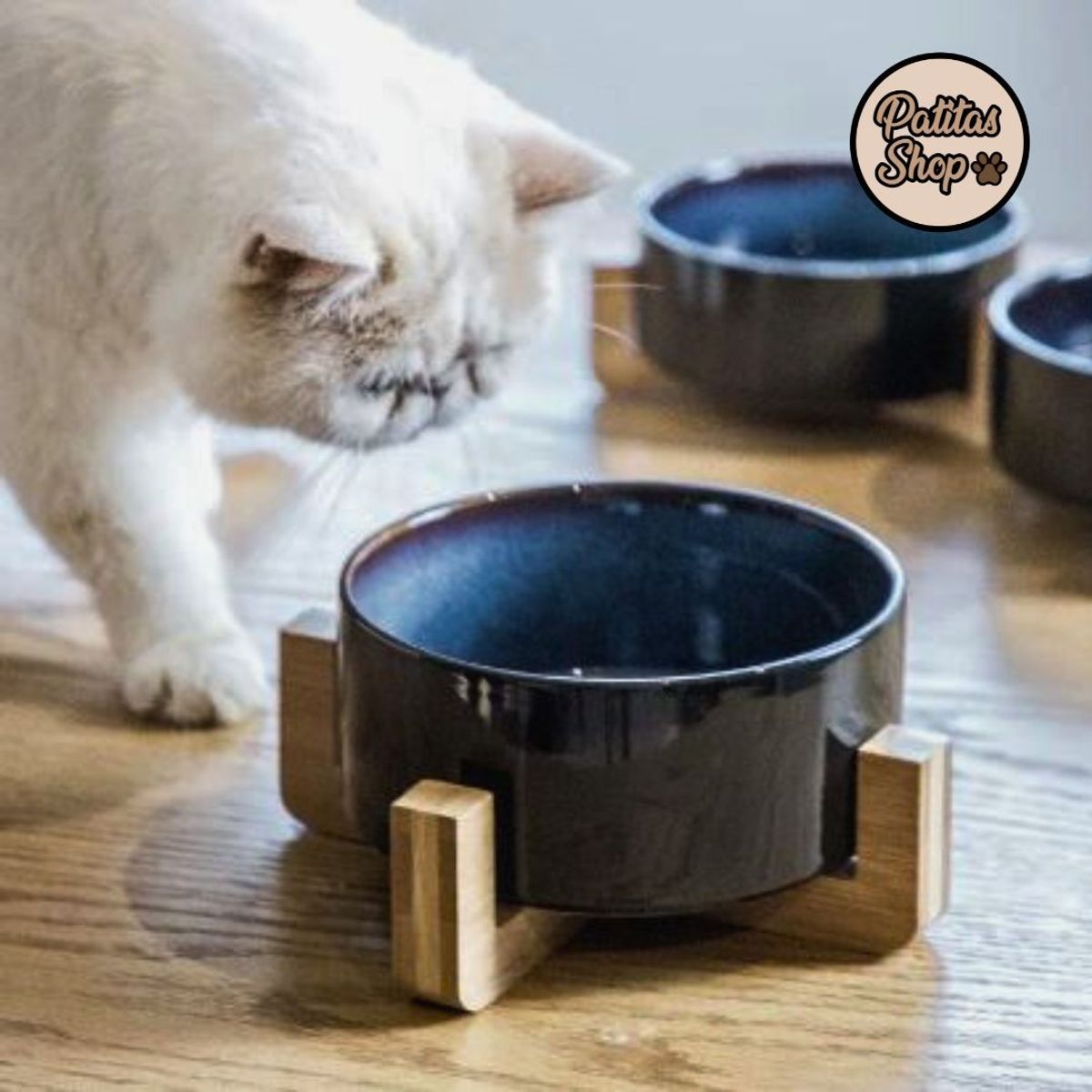 GENERICO - Plato Azul de Cerámica con Soporte para Mascotas