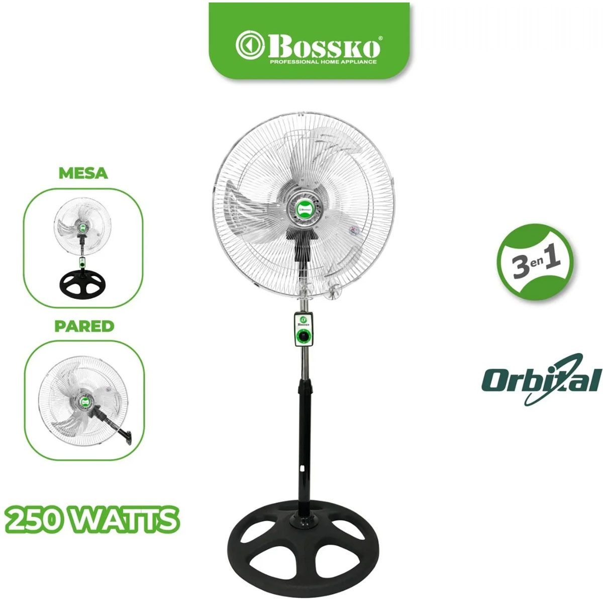 BOSSKO - VENTILADOR BOSSKO BK-8220VO ORBITAL 3 EN 1 250W