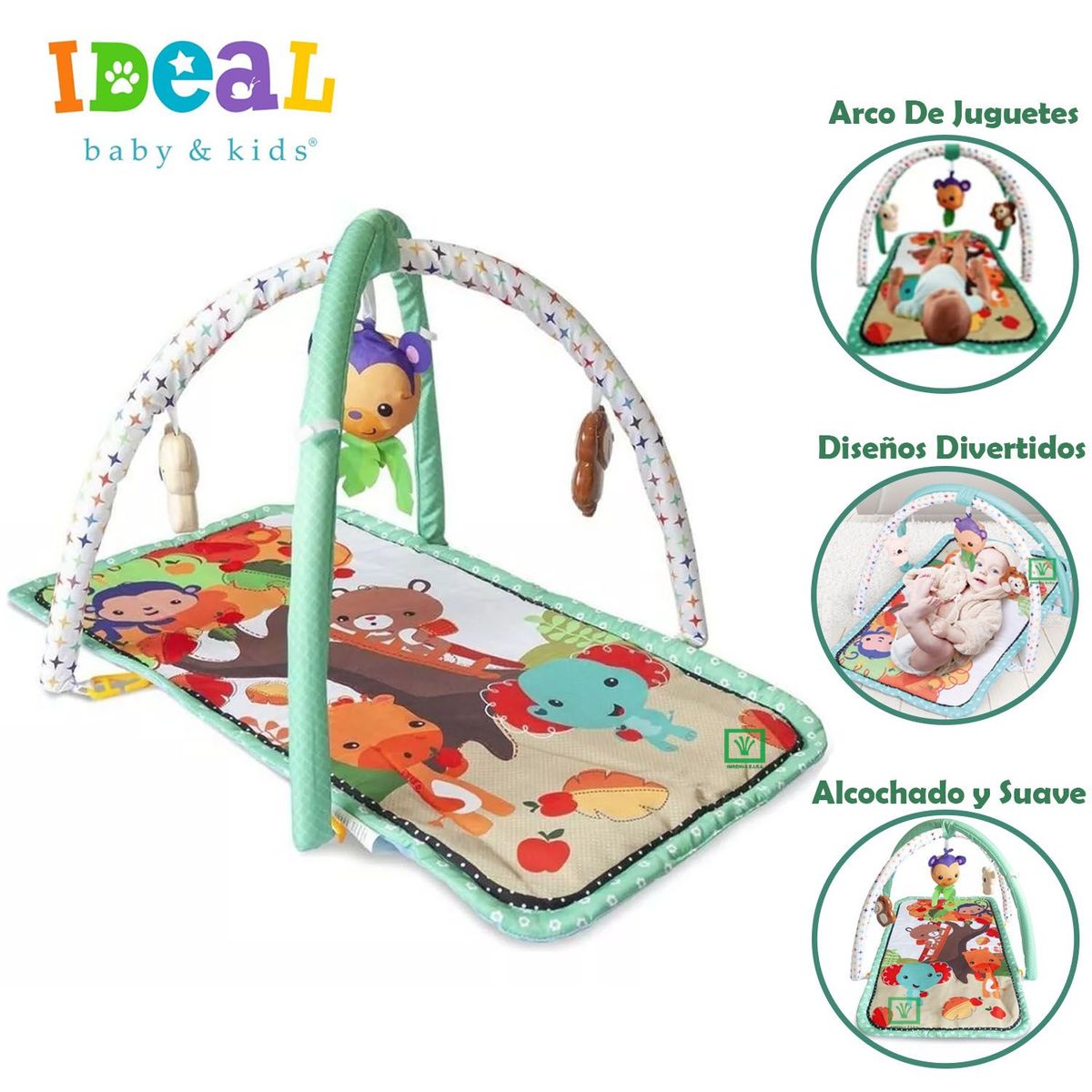 IDEAL - Gimnasio Ideal Para Bebe con Juguetes Elephant Turquesa