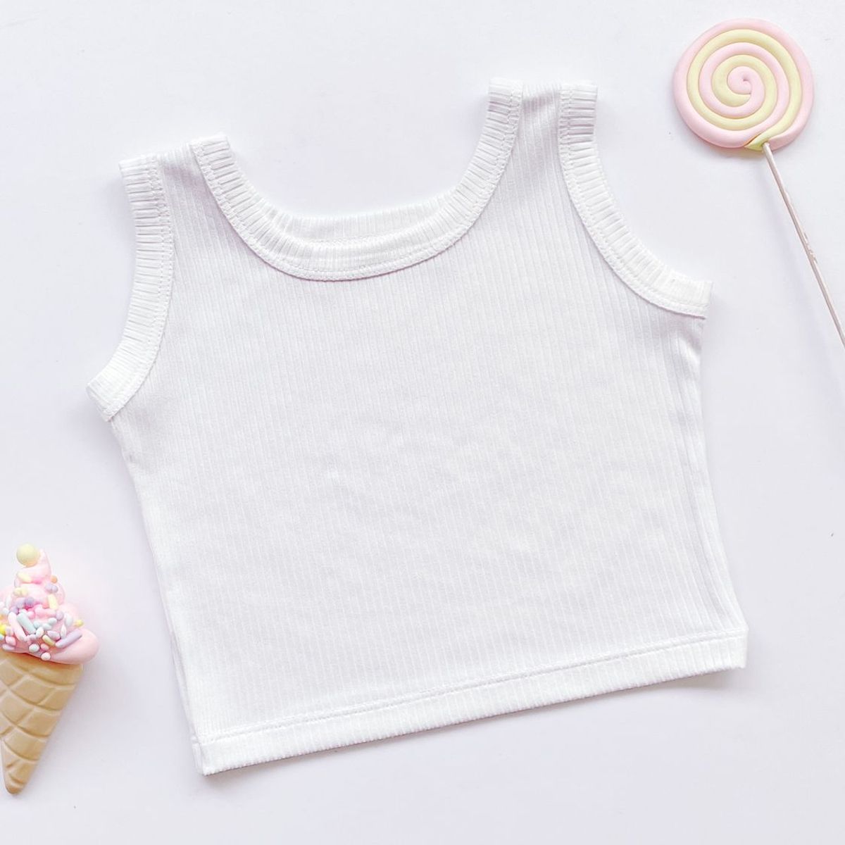 KIDS MASHMELO - TOP PARA NIÑA EN RIB SIN ESTAMPADO KIDS MASHMELO