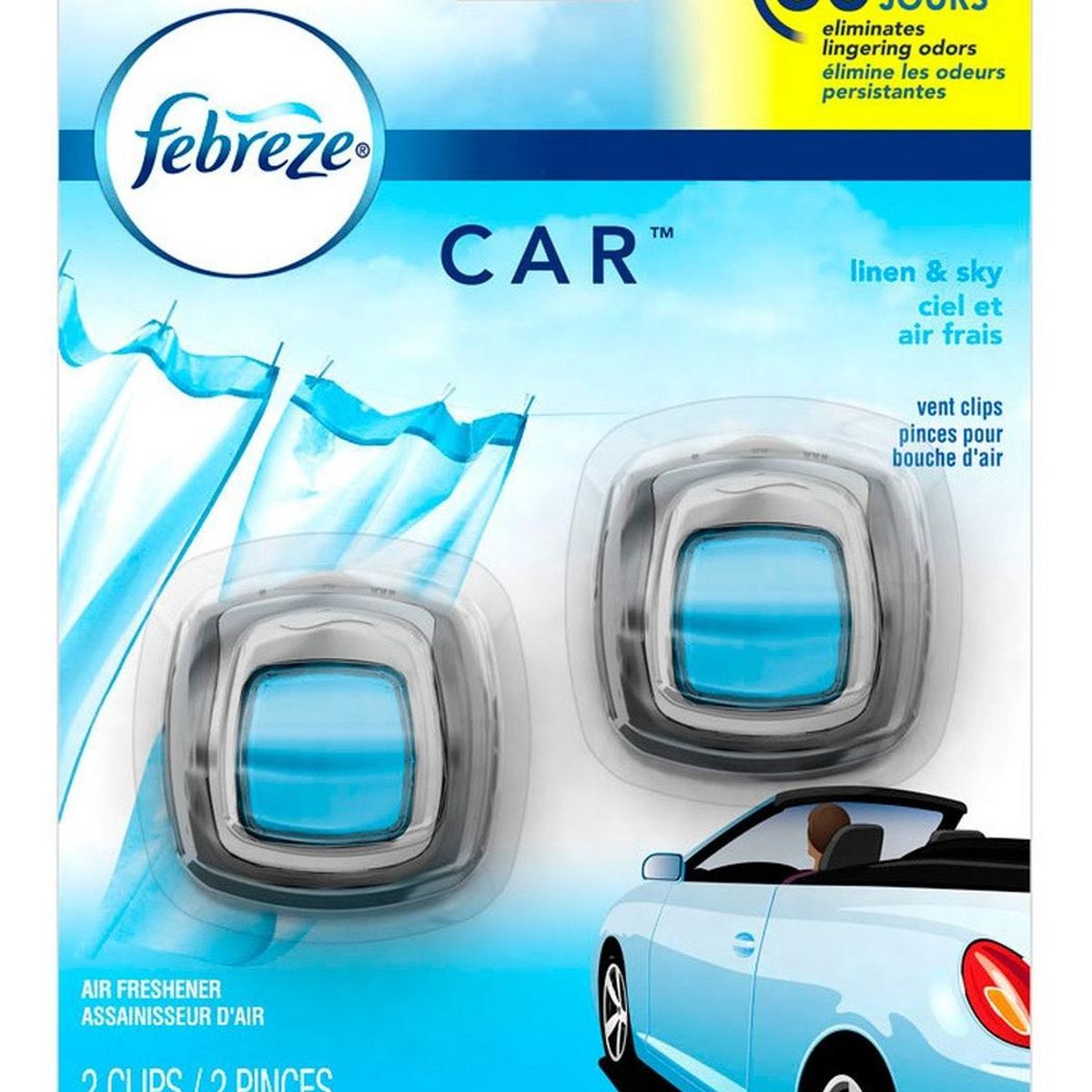 FEBREZE - Aromatizante de Autos Febreze Car Linen & Sky 60 días aprox.