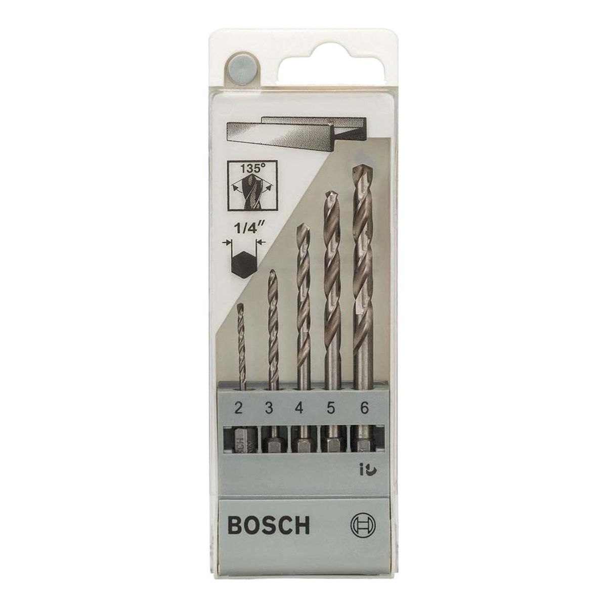 BOSCH - Set 5 Brocas Metal Bosch HSS-G Vast HEX de 2 3 4 5 y 6mm