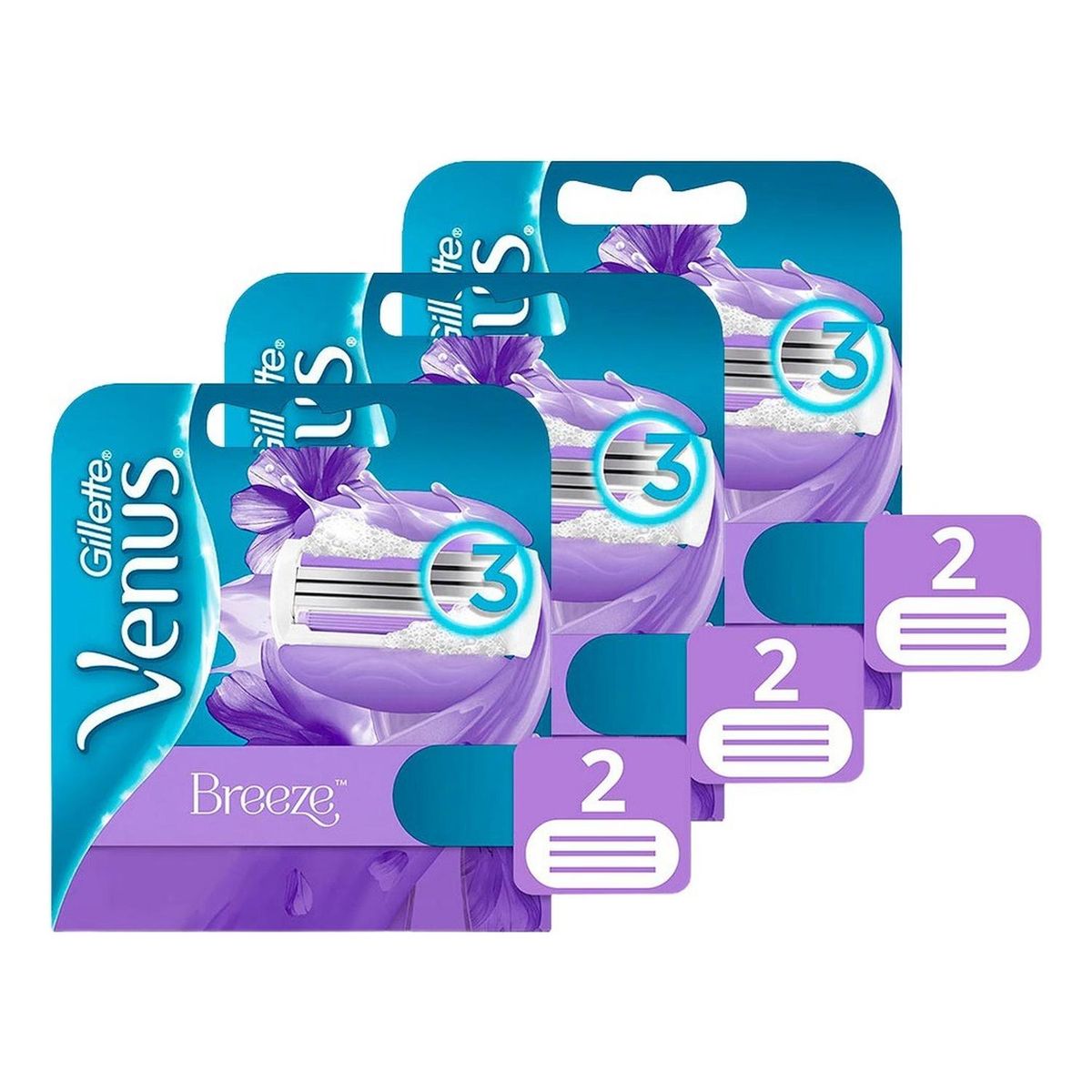 GILLETTE - Pack x3 Cartuchos para Afeitar Gillette Venus Breeze 2 un