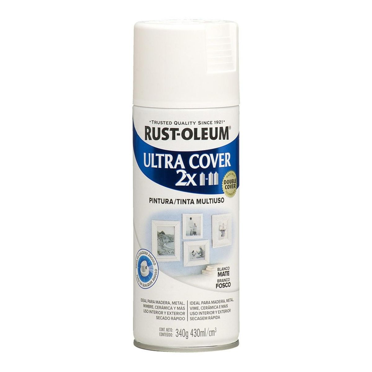 RUST OLEUM - Aerosol Multiusos Ultra Cover 2x Blanco Mate 340g