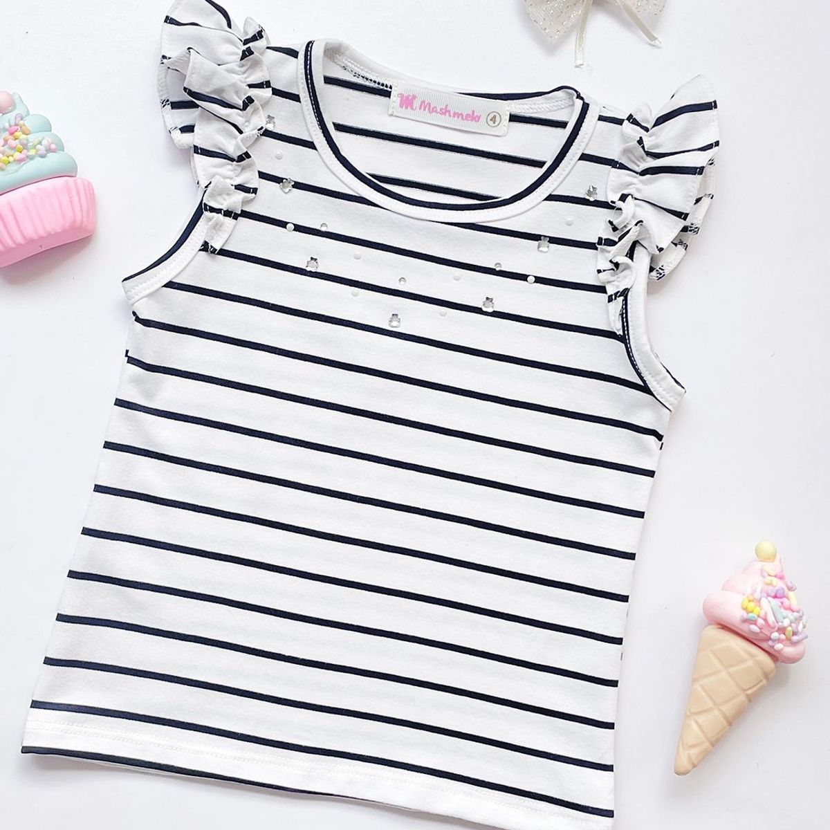 KIDS MASHMELO - POLO NIÑA ALGODÓN LISTADO MANGA TRASLAPADA KIDS MASHMELO