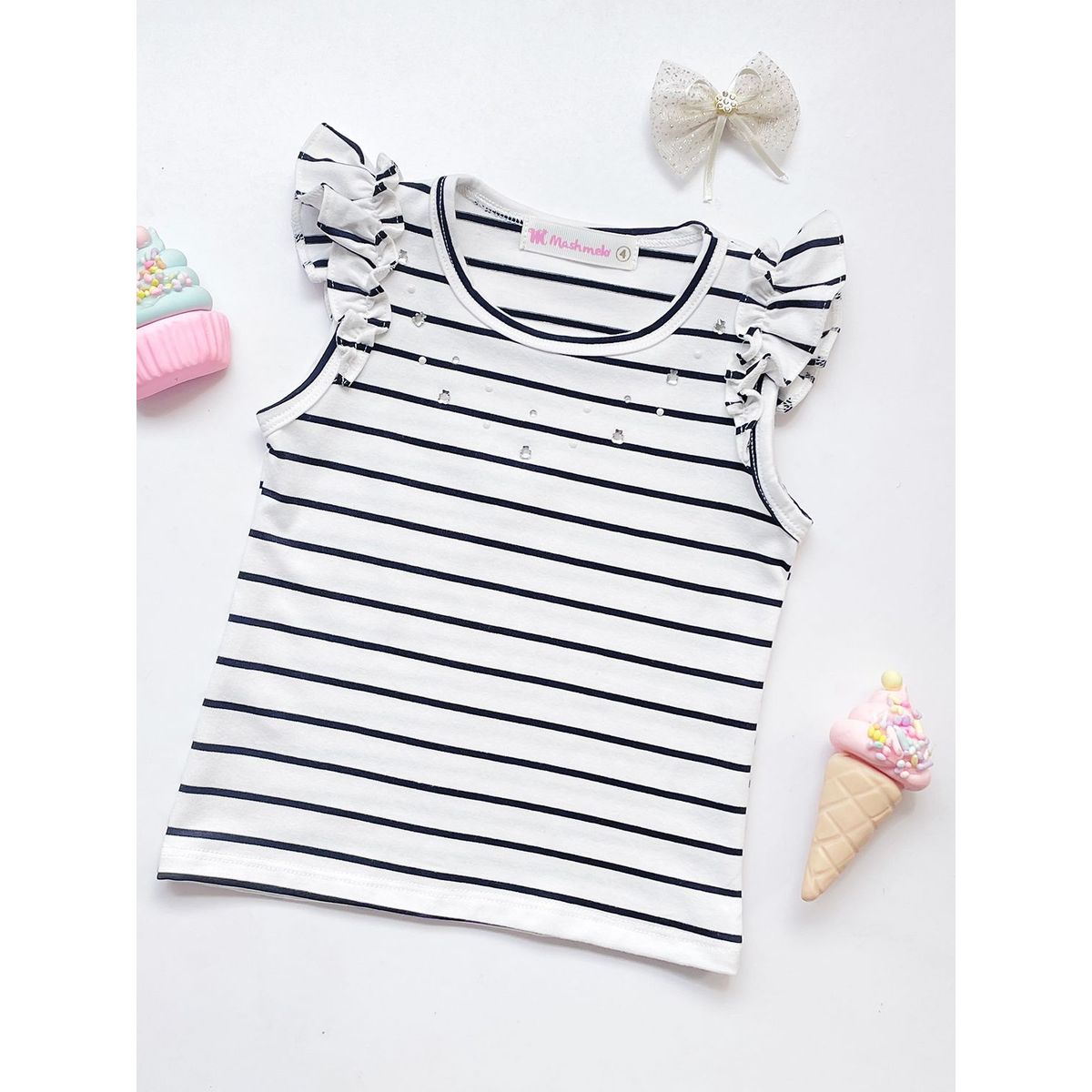 KIDS MASHMELO - POLO NIÑA ALGODÓN LISTADO MANGA TRASLAPADA KIDS MASHMELO