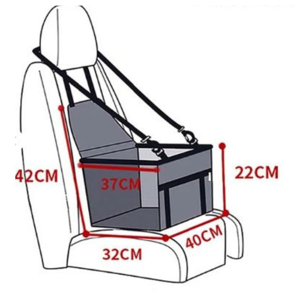 GENERICO - Asiento Portatil de Viaje para Mascotas Negro
