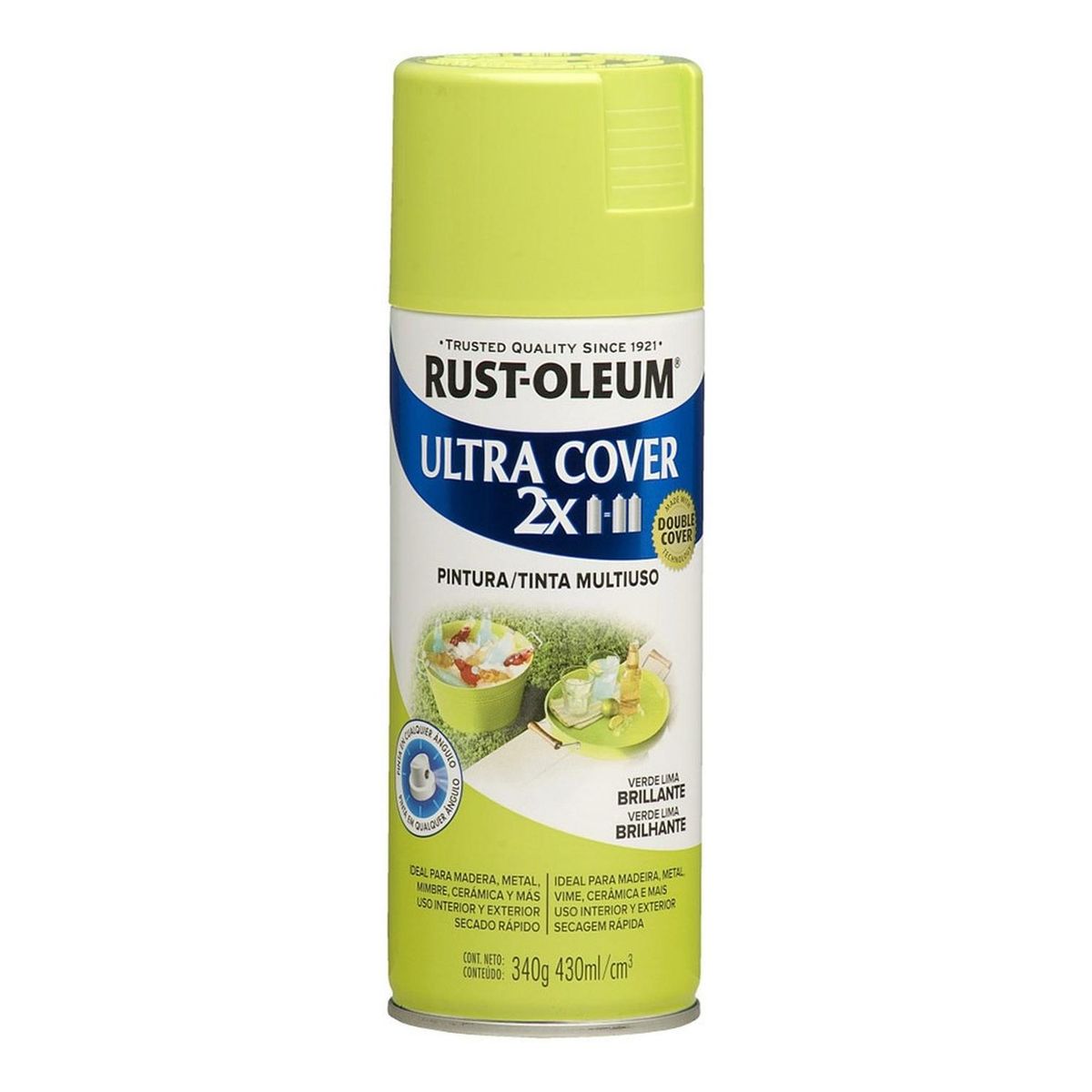 RUST OLEUM - Aerosol Multiusos Ultra Cover 2x Verde Lima Brillante 340g