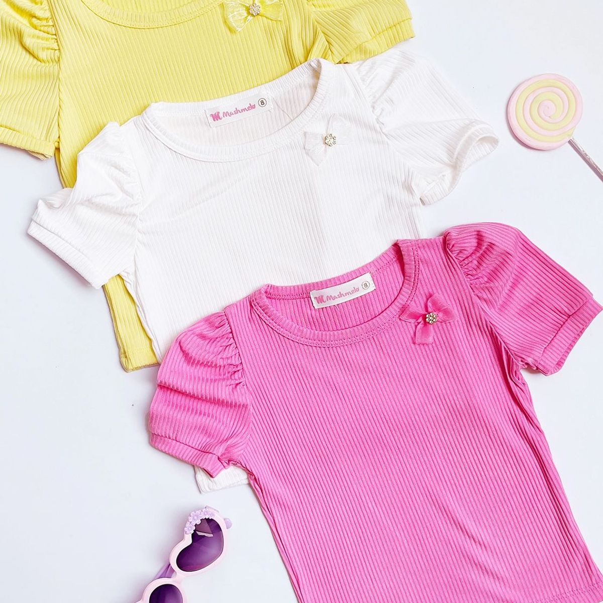 KIDS MASHMELO - POLO NIÑA RIB CON RECOGIDO EN MANGAS KIDS MASHMELO