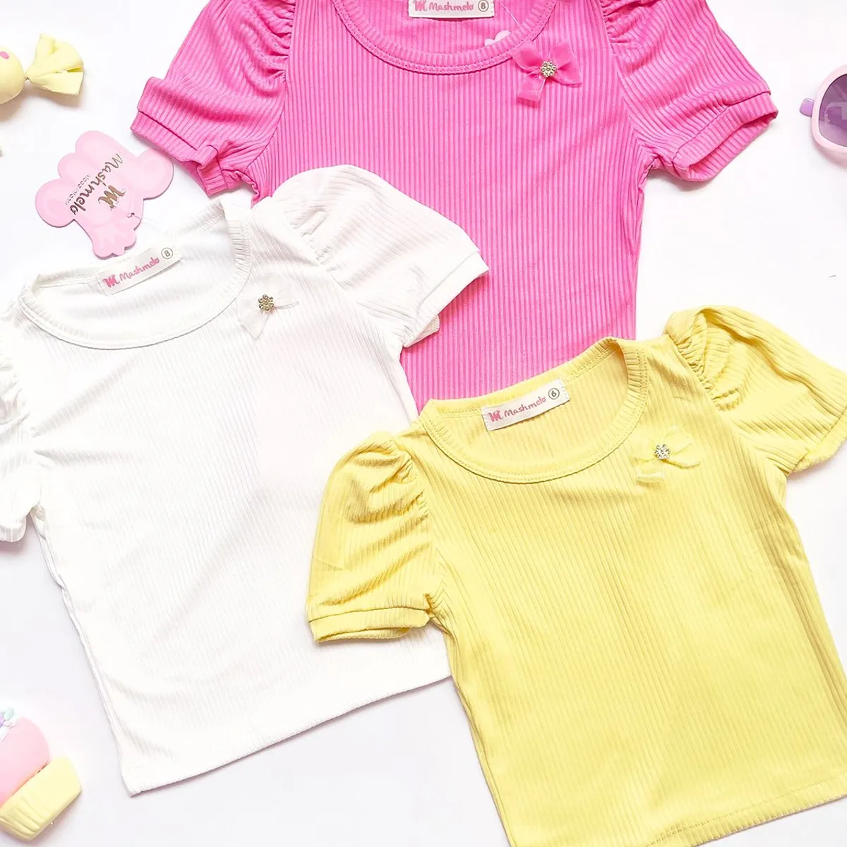 KIDS MASHMELO - POLO NIÑA RIB CON RECOGIDO EN MANGAS KIDS MASHMELO