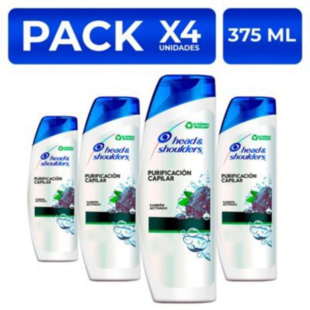 P&G - PackX4 Shampoo Head&Shoulders Carbón Activado 375ml