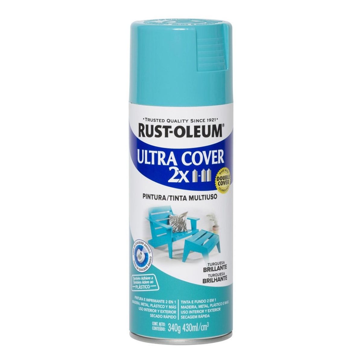 RUST OLEUM - Aerosol Multiusos Ultra Cover 2x Turquesa Brillante 340g