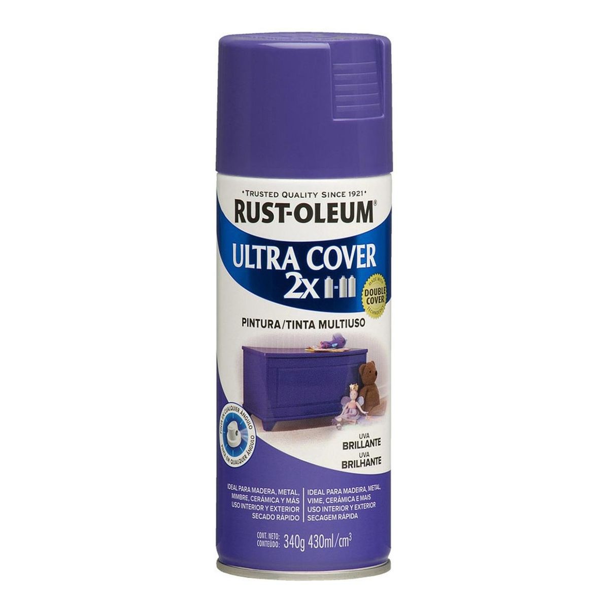 RUST OLEUM - Aerosol Multiusos Ultra Cover 2x Uva Brillante 340g