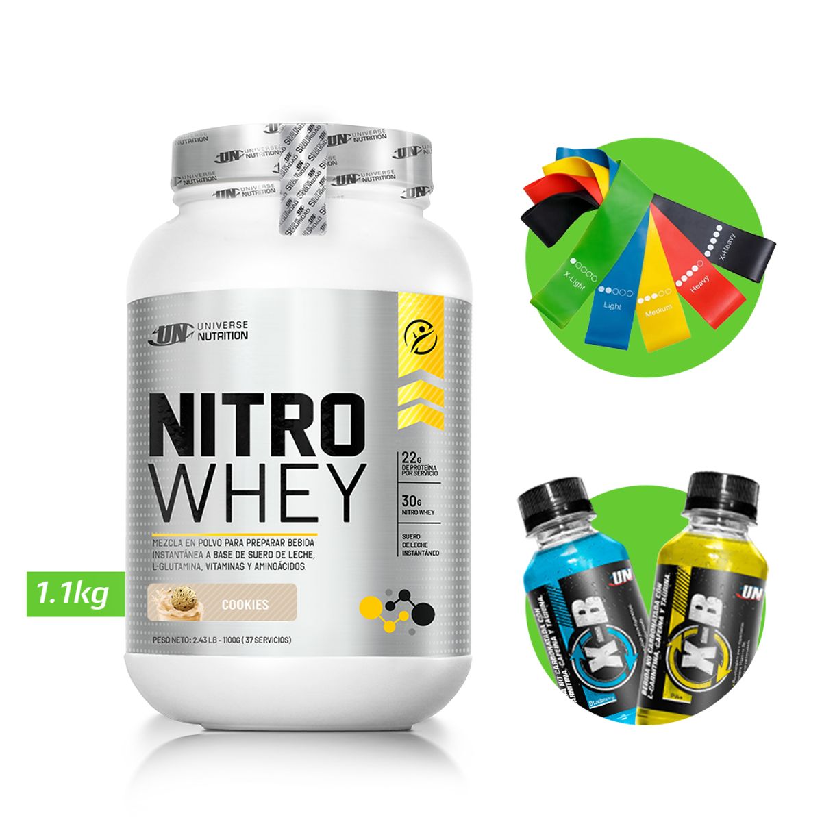 Universe Nutrition - NITRO WHEY 1.1 KG PROTEINA UN COOKIES + REGALOS