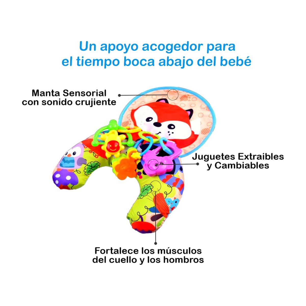 MEYING - Almohada Cojín de Estimulación Tummy Time Diseño Zorrito