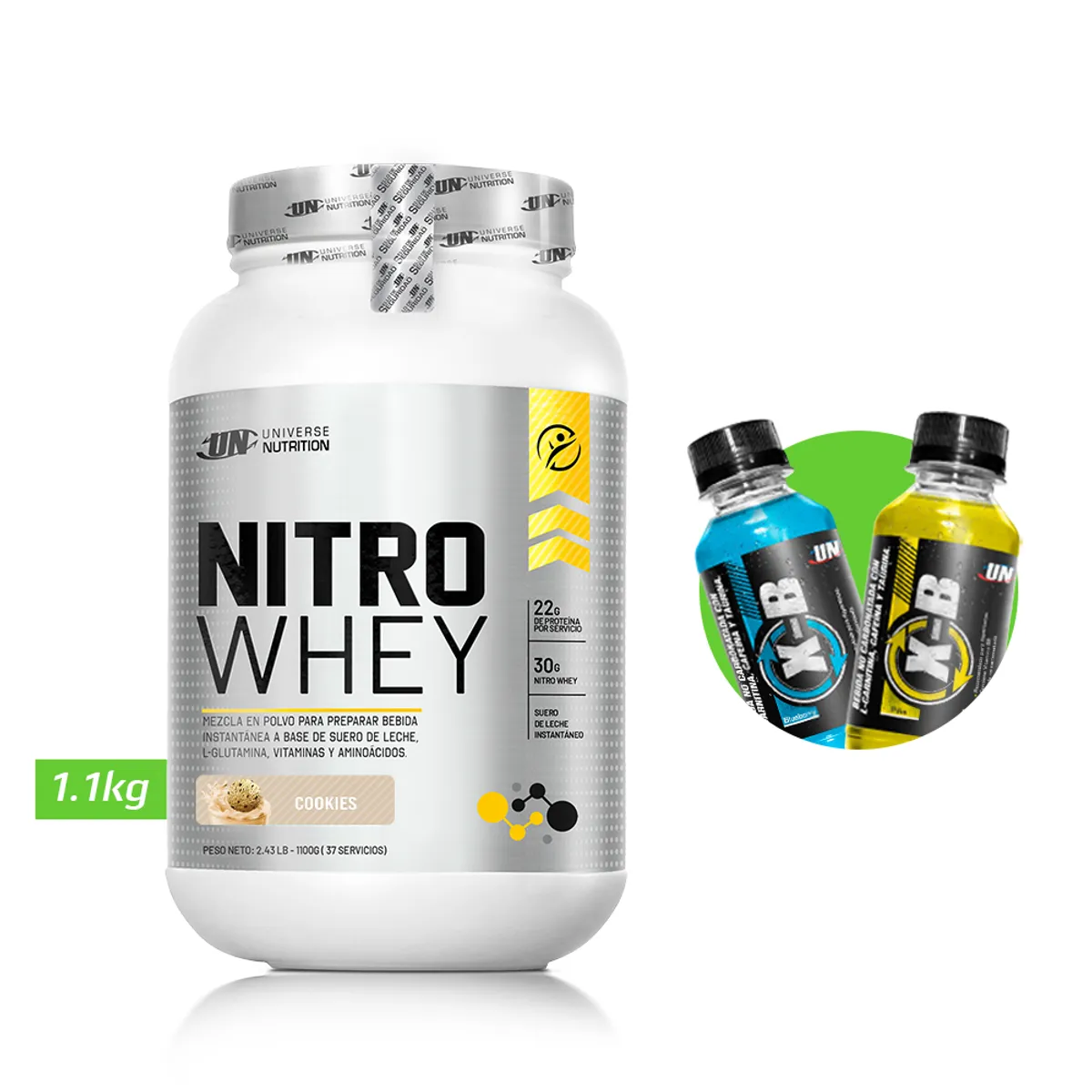 UNIVERSE NUTRITION - NITRO WHEY 1KG PROTEINA UN COOKIES + REGALOS