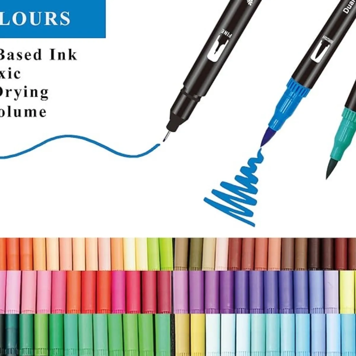 GENERICO - Plumones Dual Brush Punta Pincel 120 Colores con Estuche