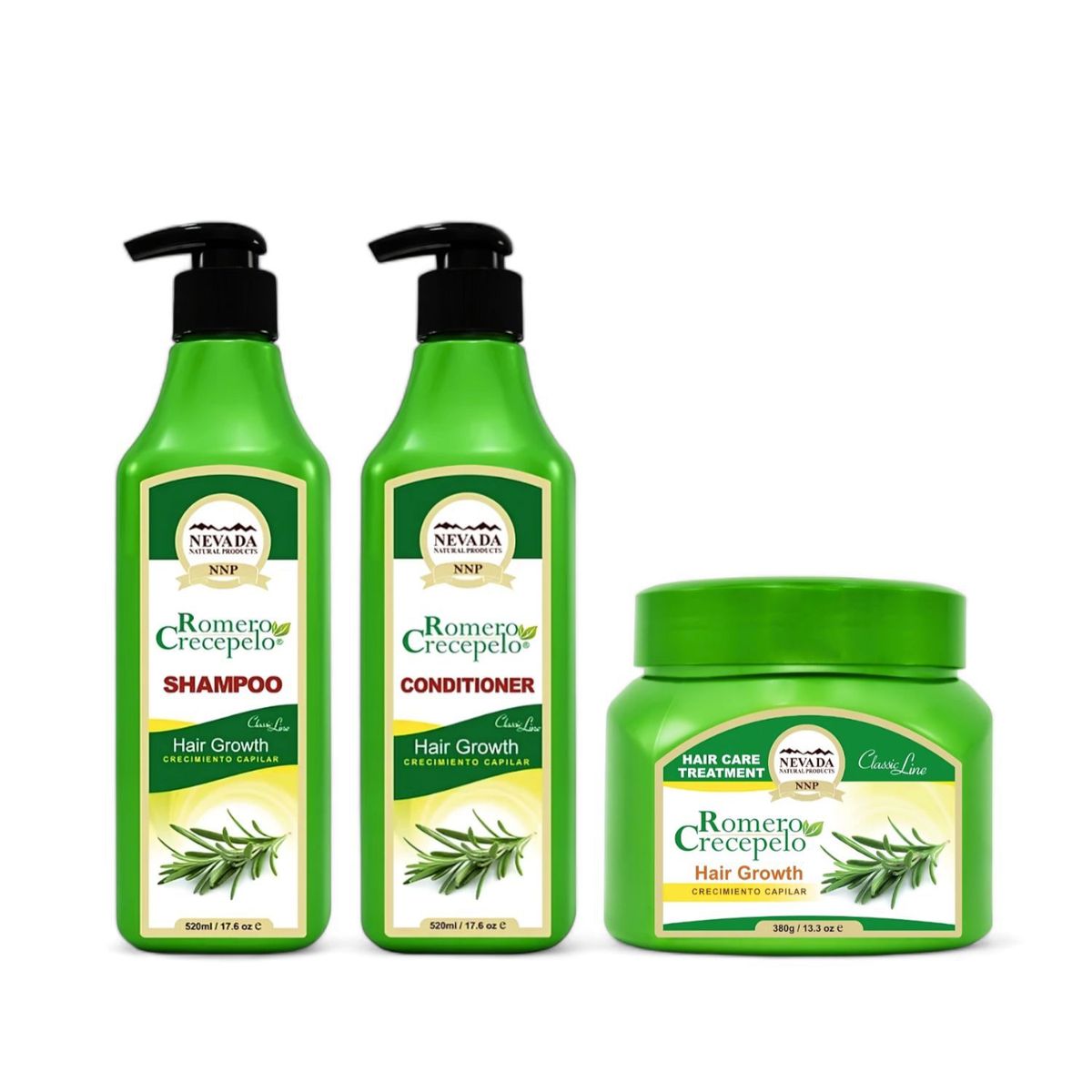 NEVADA NATURAL PRODUCTS - Shampoo Acondicionador Crema Romero Crecepelo NNP Set Revitalizante