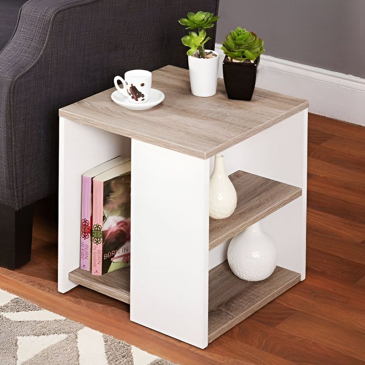 73 EXPERIENCE - Mesa auxiliar Anbrill - Blanco & Nogal Africano - 73 Experience