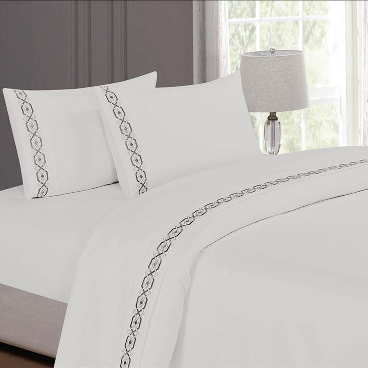 CASATEX - Juego de sabanas 2 plz 100% algodón con bordado