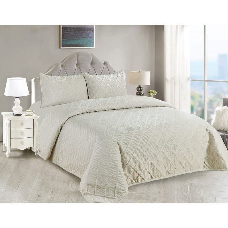 CASATEX - Cubrecama + Juego de sábanas King size 100% Algodón - Beige