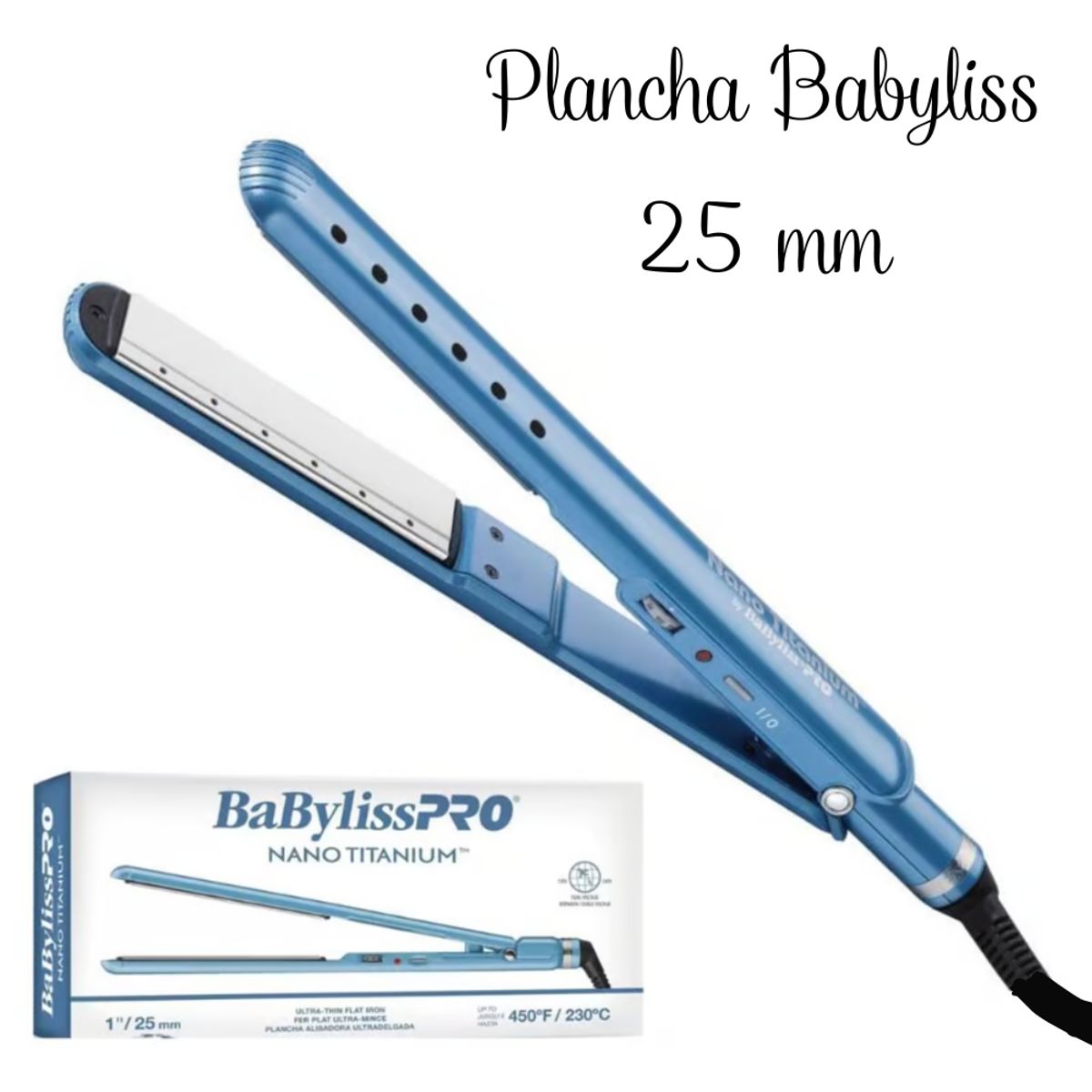 Babyliss Pro - Plancha Alisadora Babyliss Pro Nano Titanium Wet Dry  25mm