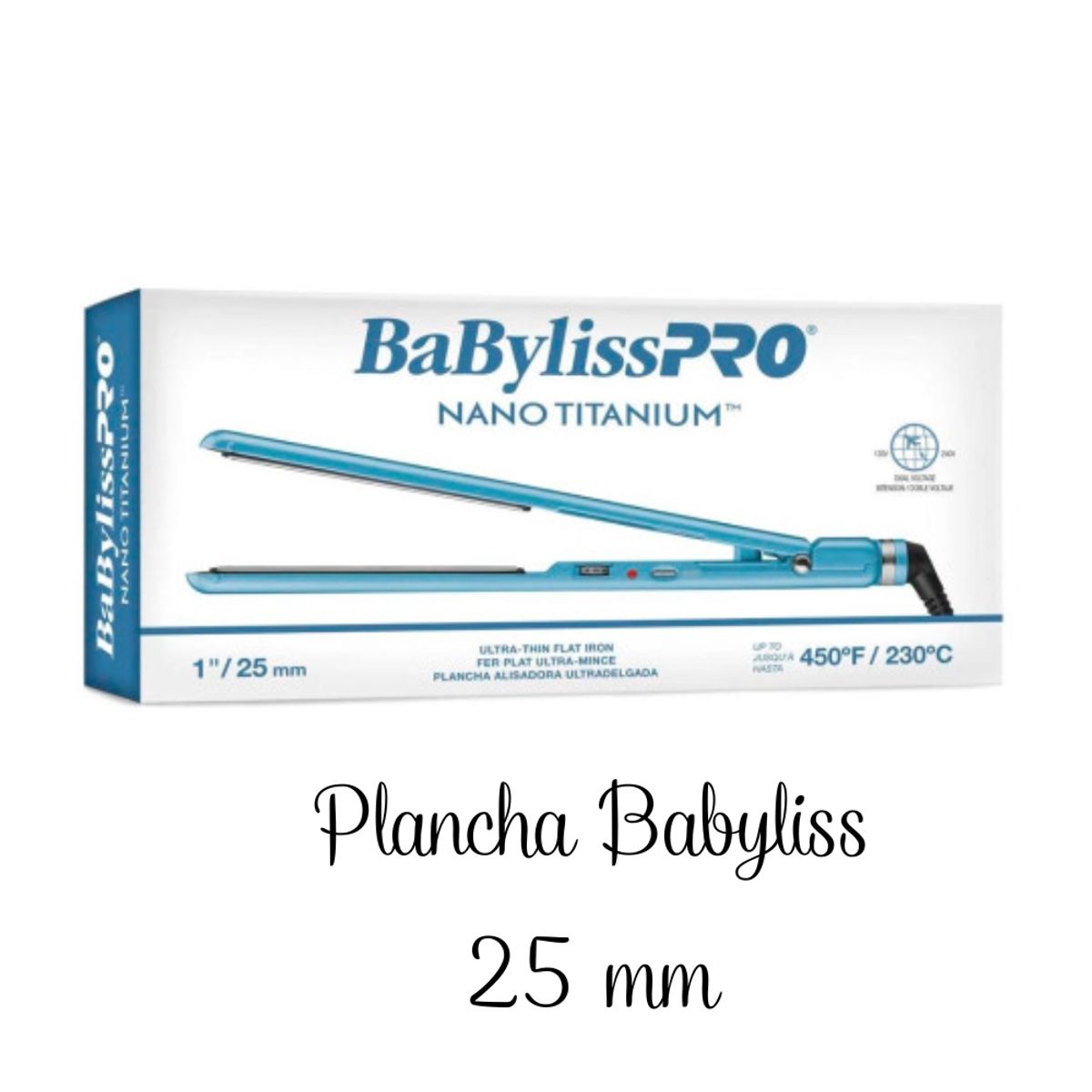 Babyliss Pro - Plancha Alisadora Babyliss Pro Nano Titanium Wet Dry  25mm