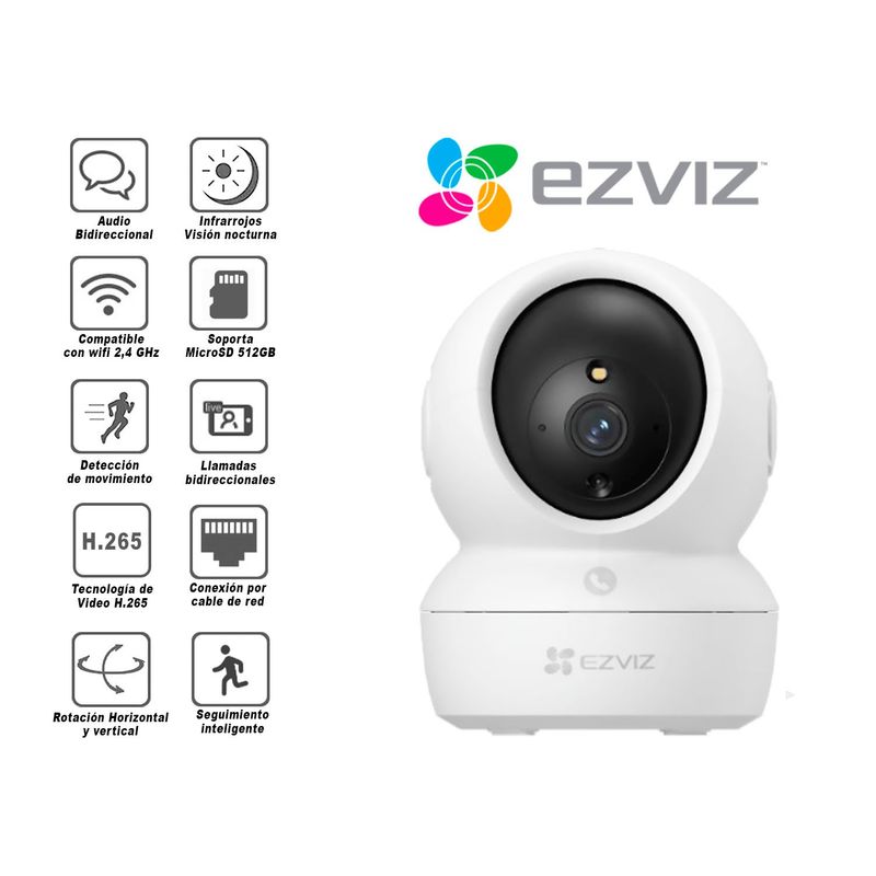 EZVIZ - Cámara Seguridad Wifi H6C PRO Full Hd Ezviz Gira 360° con Boton Llamada