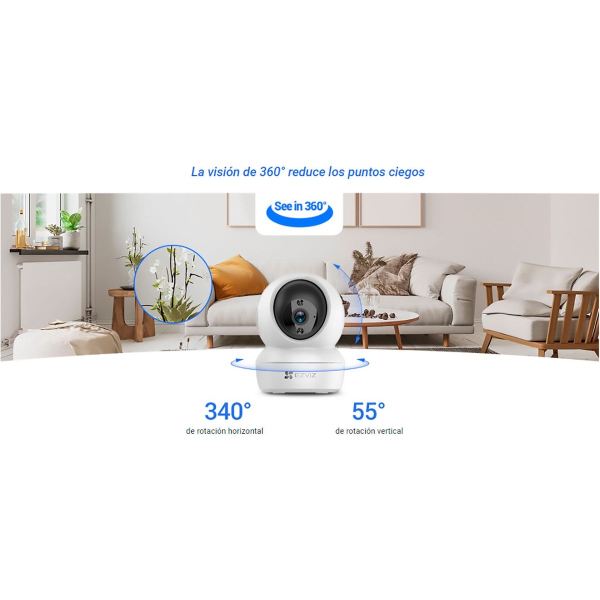 EZVIZ - Cámara Seguridad Wifi H6C PRO Full Hd Ezviz Gira 360° con Boton Llamada