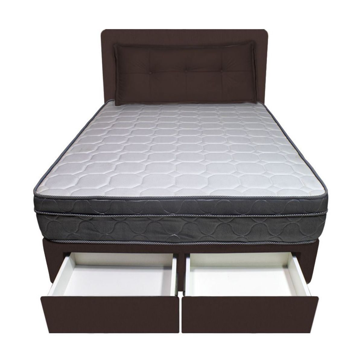 BARAKA HOME - Dormitorio Turin + 2 Cajones 2 Plz + Cabecera + Cojín - Chocolate