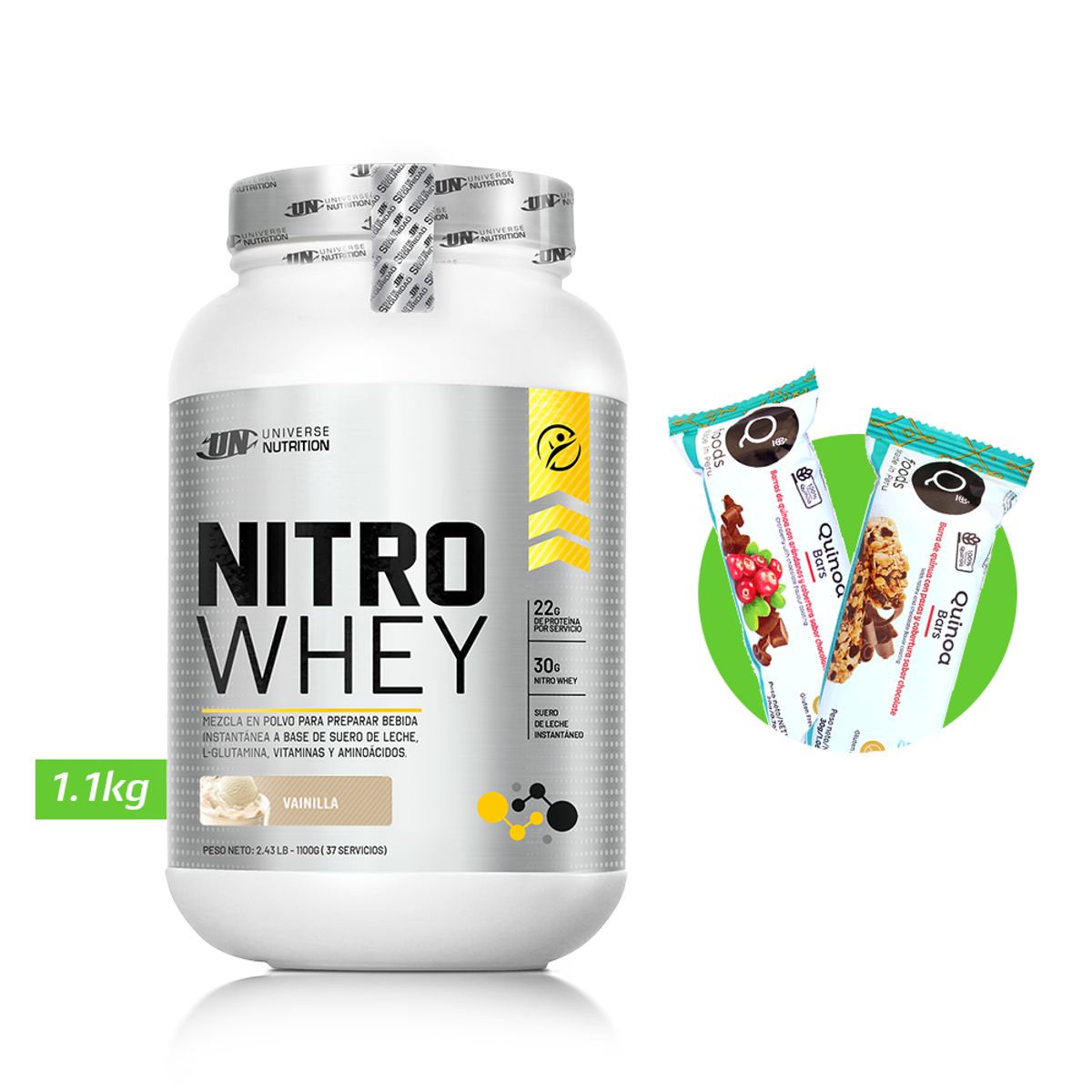 UNIVERSE NUTRITION - NITRO WHEY 1.1 KG PROTEINA UN VAINILLA+ REGALOS