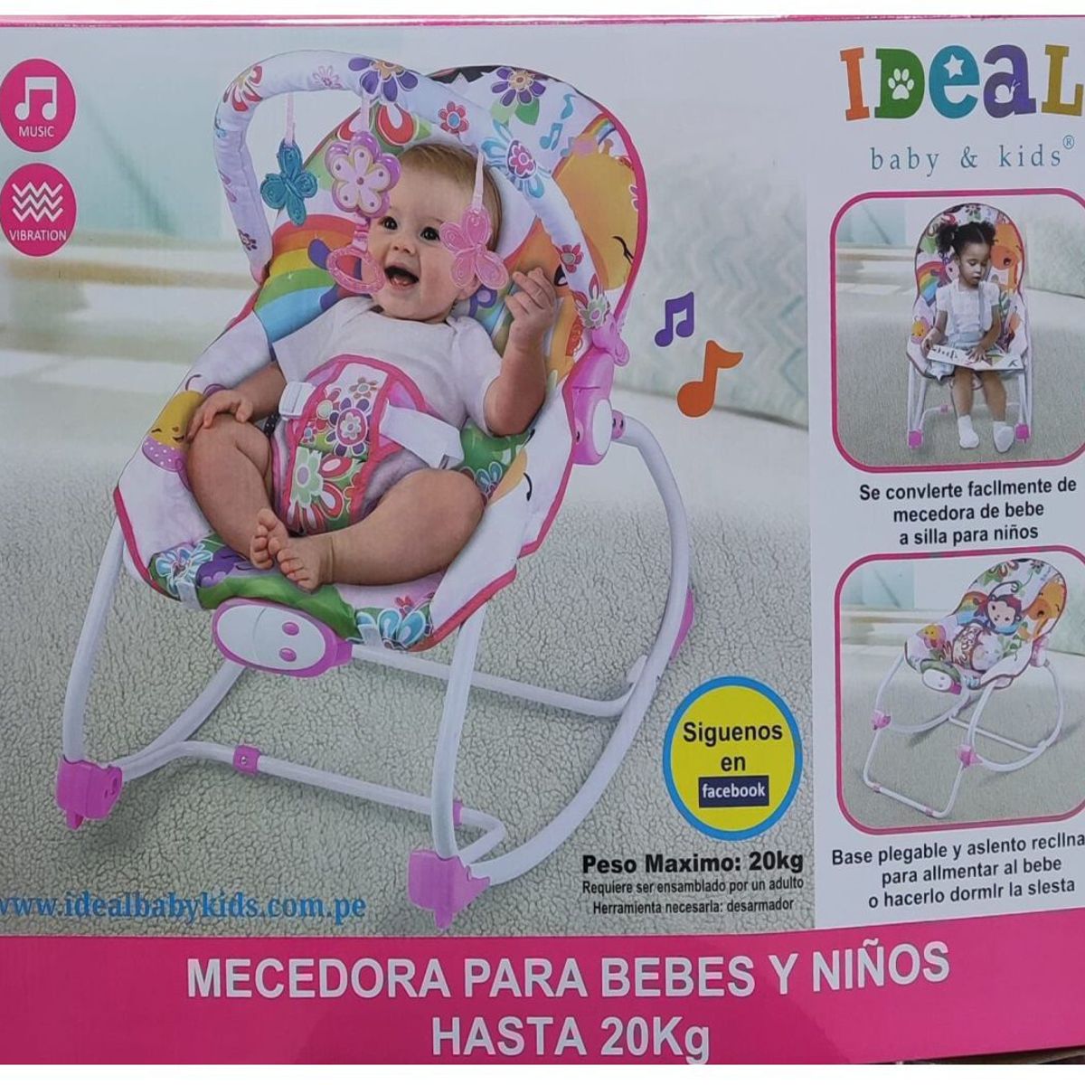 IDEAL - Silla Mecedora Musical con Vibrador Rosado