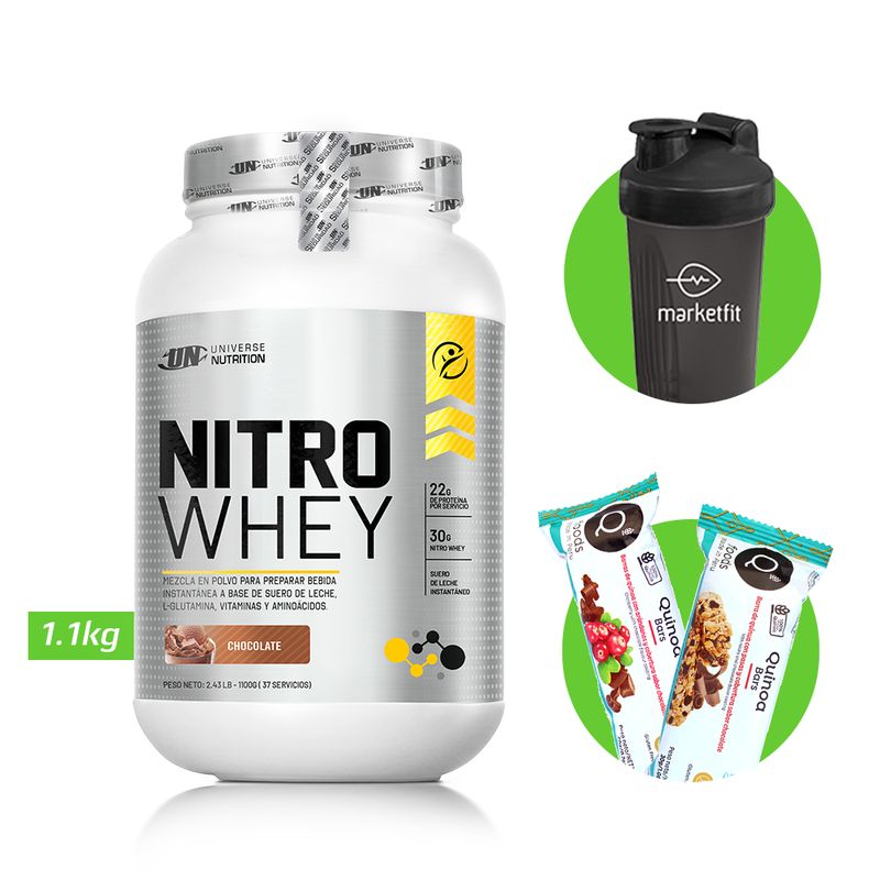 UNIVERSE NUTRITION - NITRO WHEY 1.1 KG PROTEINA UN CHOCOLATE+ REGALOS
