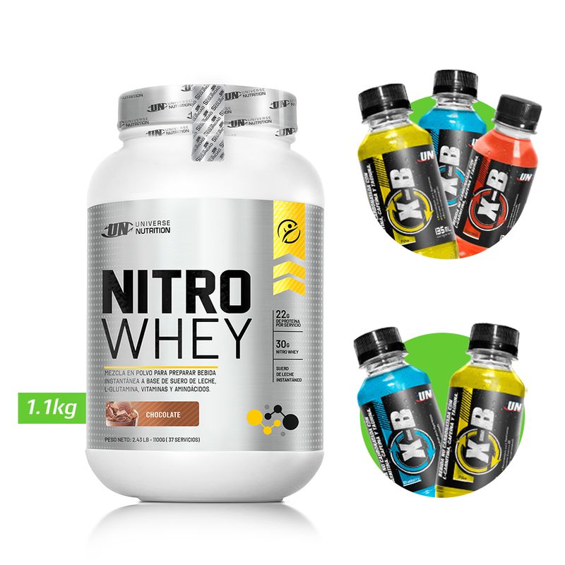 UNIVERSE NUTRITION - NITRO WHEY 1.1 KG PROTEINA UN CHOCOLATE+ REGALOS