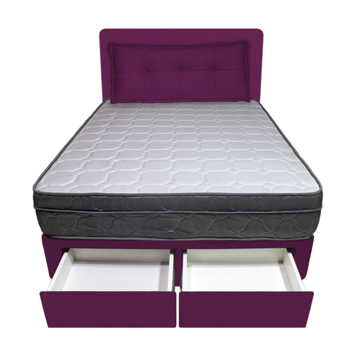 BARAKA HOME - Dormitorio Turin + 2 Cajones 2 Plz + Cabecera + Cojín - Purpura