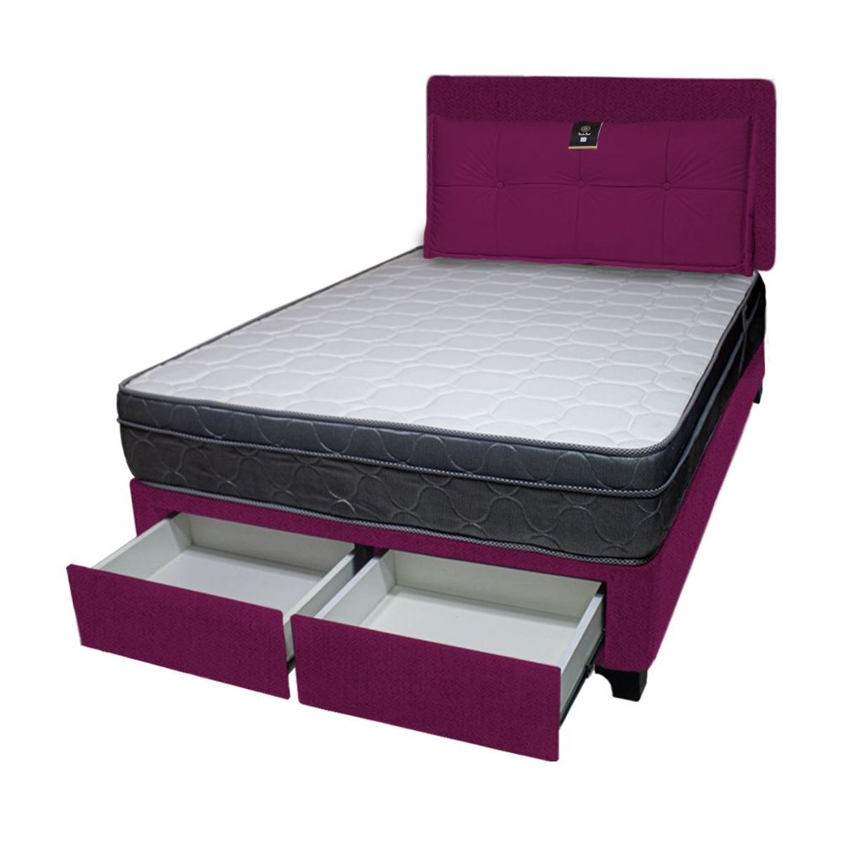 BARAKA HOME - Dormitorio Turin + 2 Cajones 2 Plz + Cabecera + Cojín - Purpura