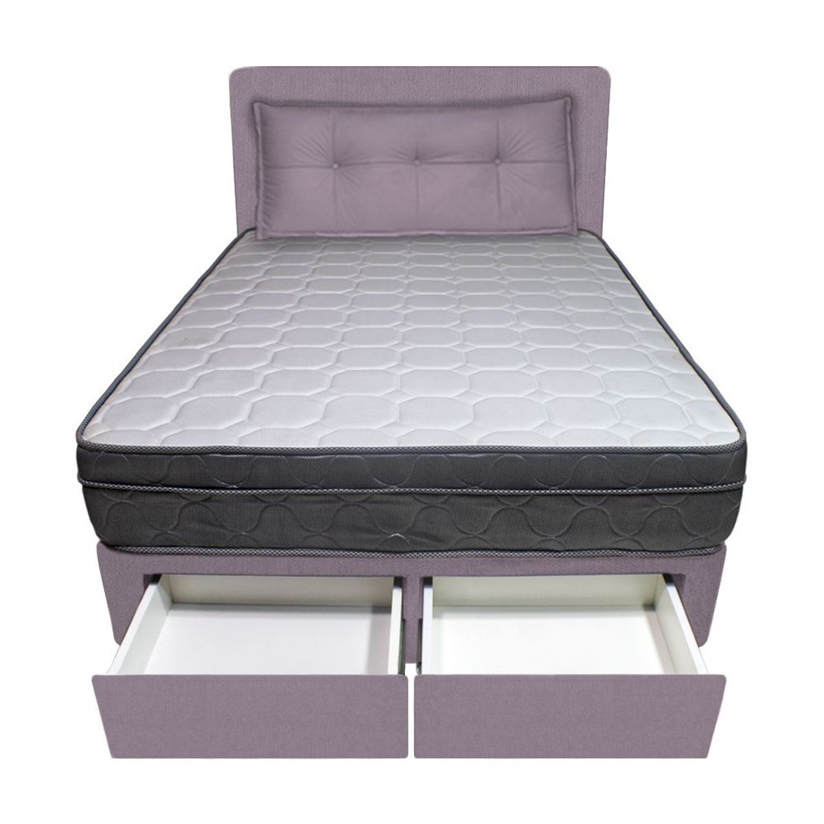 BARAKA HOME - Dormitorio Turin + 2 Cajones 2 Plz + Cabecera + Cojín - Lila