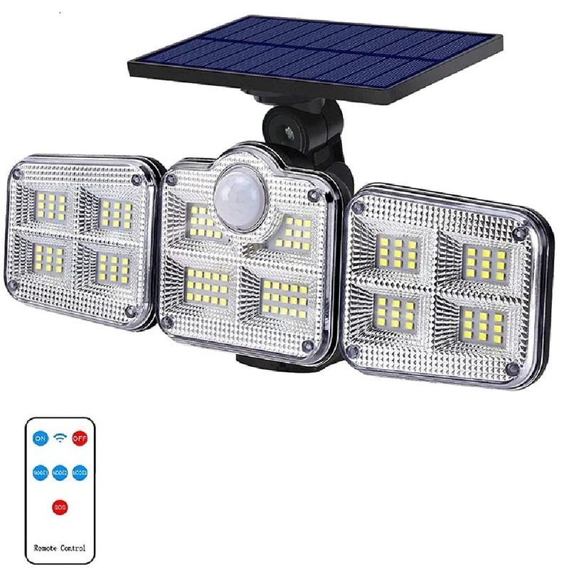 GENERICO - Lampara Reflector con Panel Solar Sensor de Movimiento