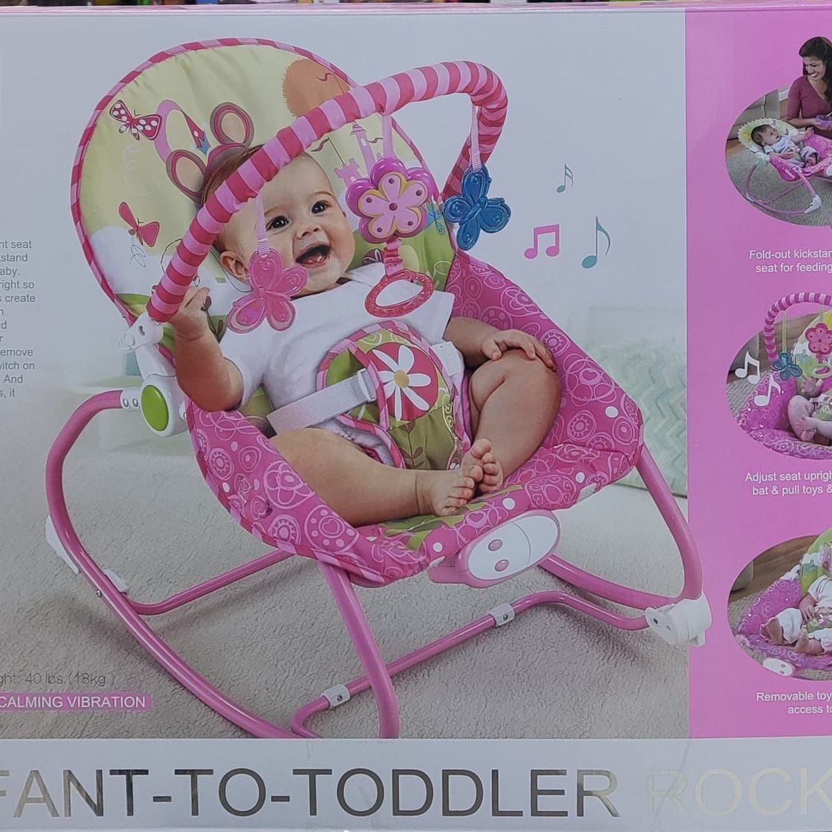 IDEAL - Mecedora para Bebes Musical y Vibrador rosa