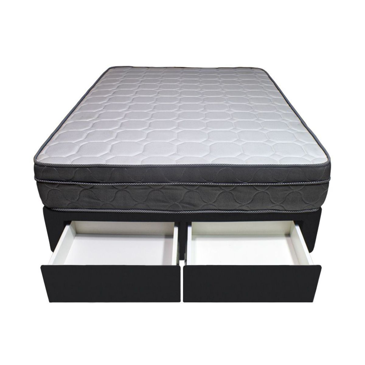 BARAKA HOME - Cama Turin + 2 Cajones 2 Plz + 2 almohadas - Negro