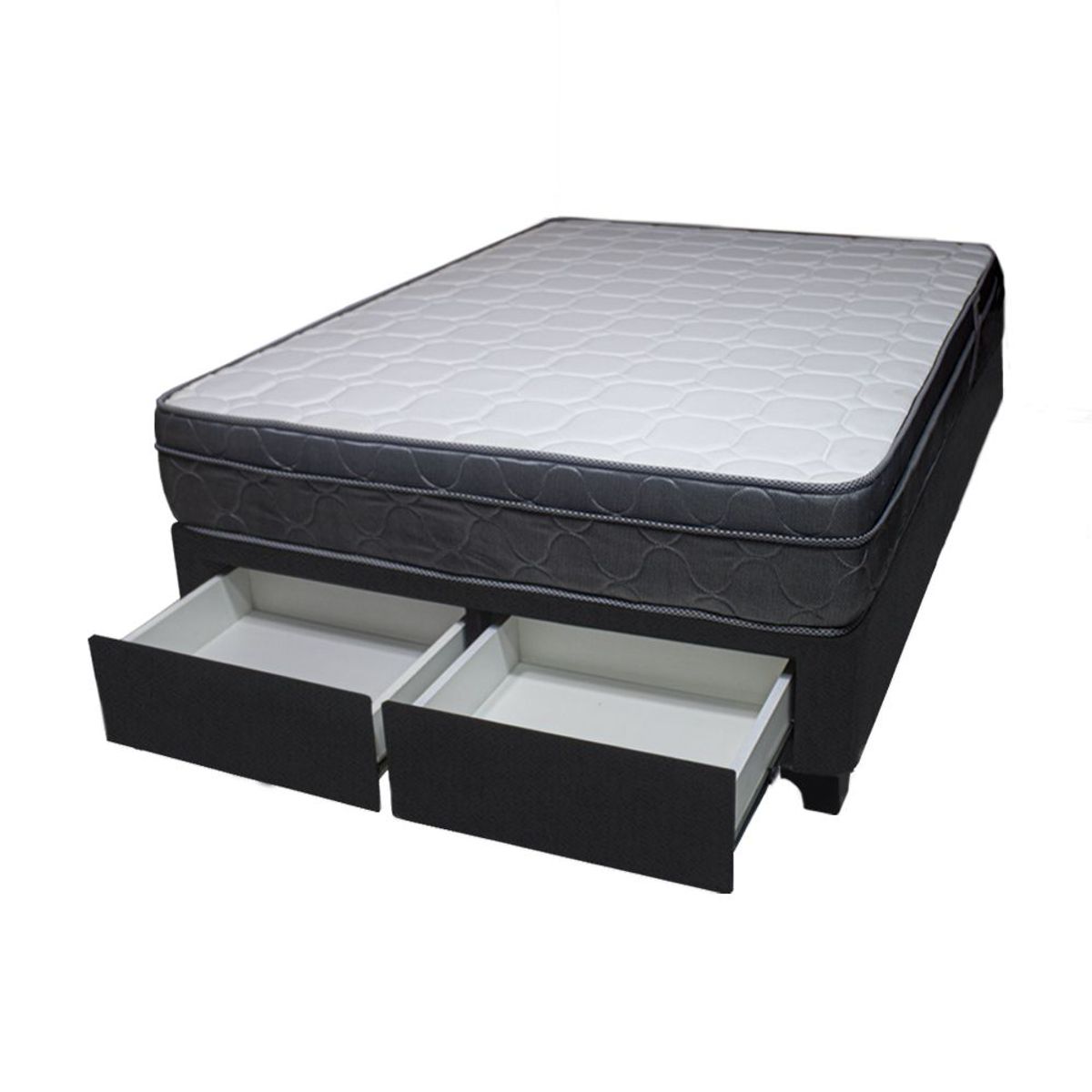 BARAKA HOME - Cama Turin + 2 Cajones 2 Plz + 2 almohadas - Negro
