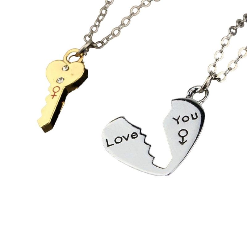 GENERICO - Par de Collares Llave de Amor Novios Enamorados San Valentín Genieka