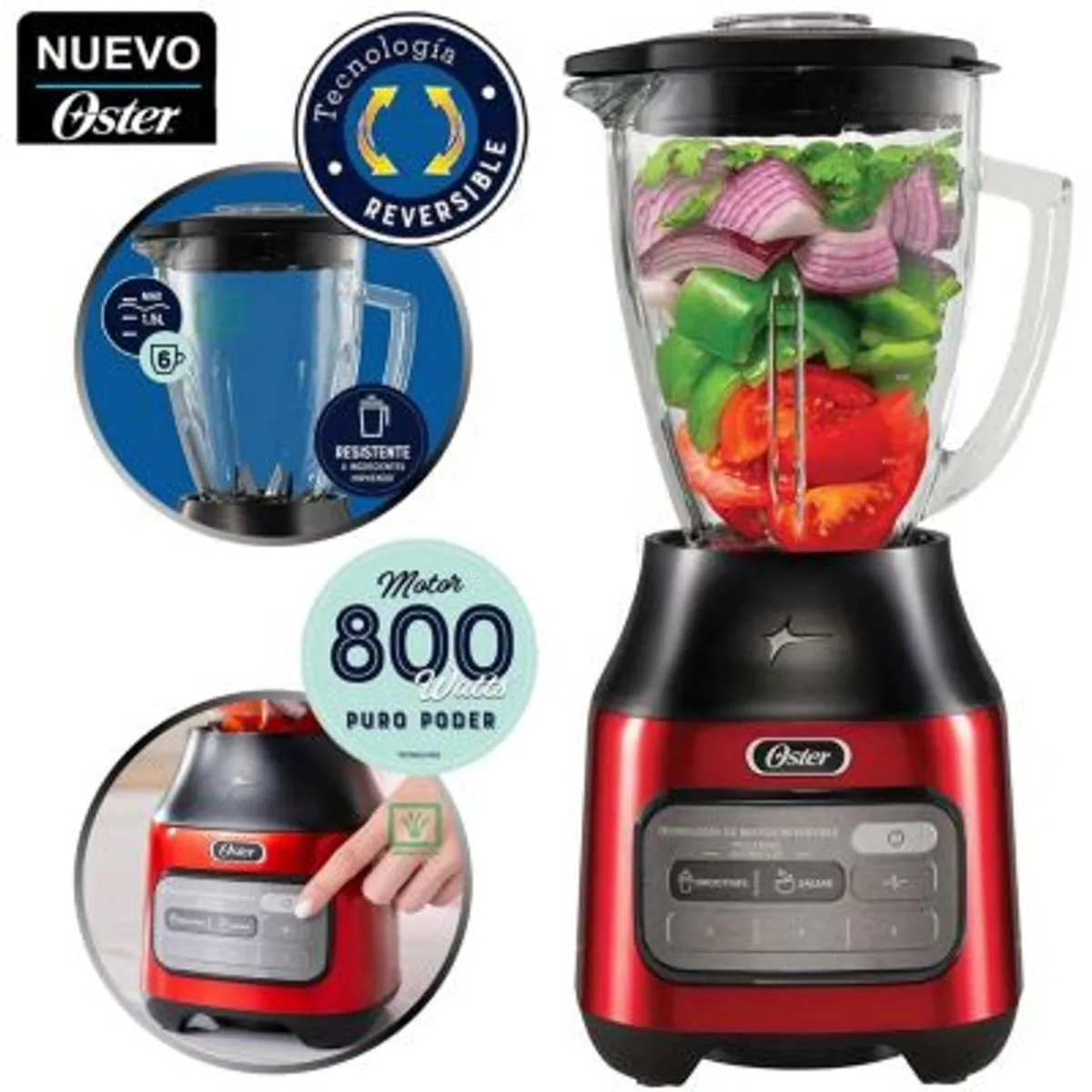 OSTER - Licuadora Oster® con tecnología reversible 3 velocidades más pulso BLSTPEG CRT