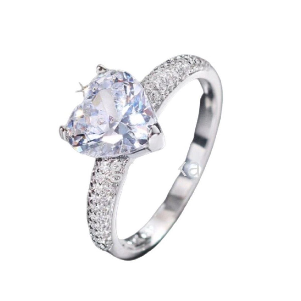 GENERICO - Anillo de Compromiso Diamond Heart San Valentín Novios Genieka