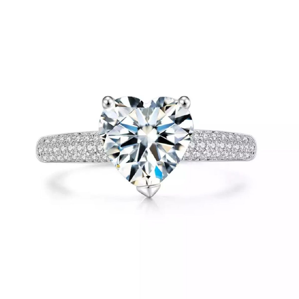 GENERICO - Anillo de Compromiso Diamond Heart San Valentín Novios Genieka