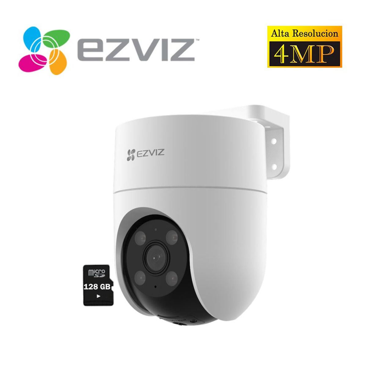 EZVIZ - Cámara Seguridad Wifi H8C 4MP 2K Ezviz 360° Smart + Micro SD 128GB