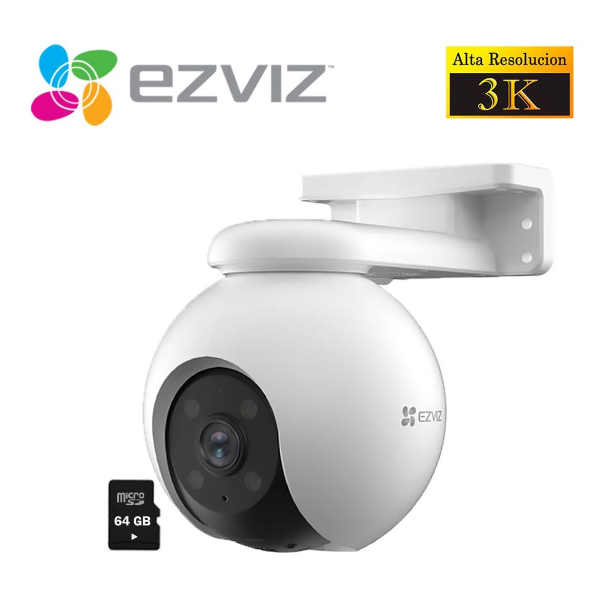 EZVIZ - Cámara Seguridad Wifi H8 PRO 3K Ezviz 360° Smart + Micro SD 64GB