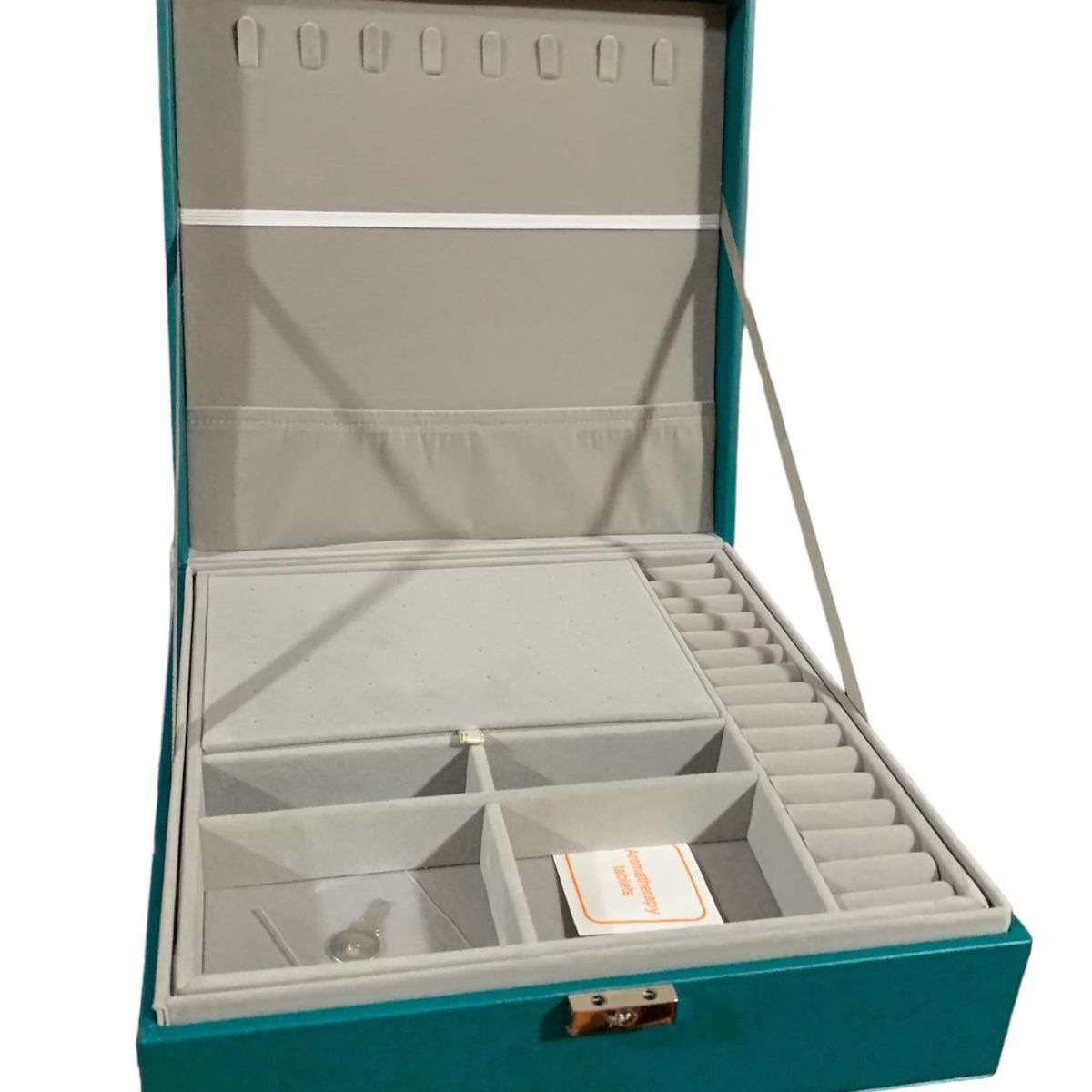 GENERICO - Joyero Cofre de Accesorios cuadrado cuero Grande 27cmx27cm