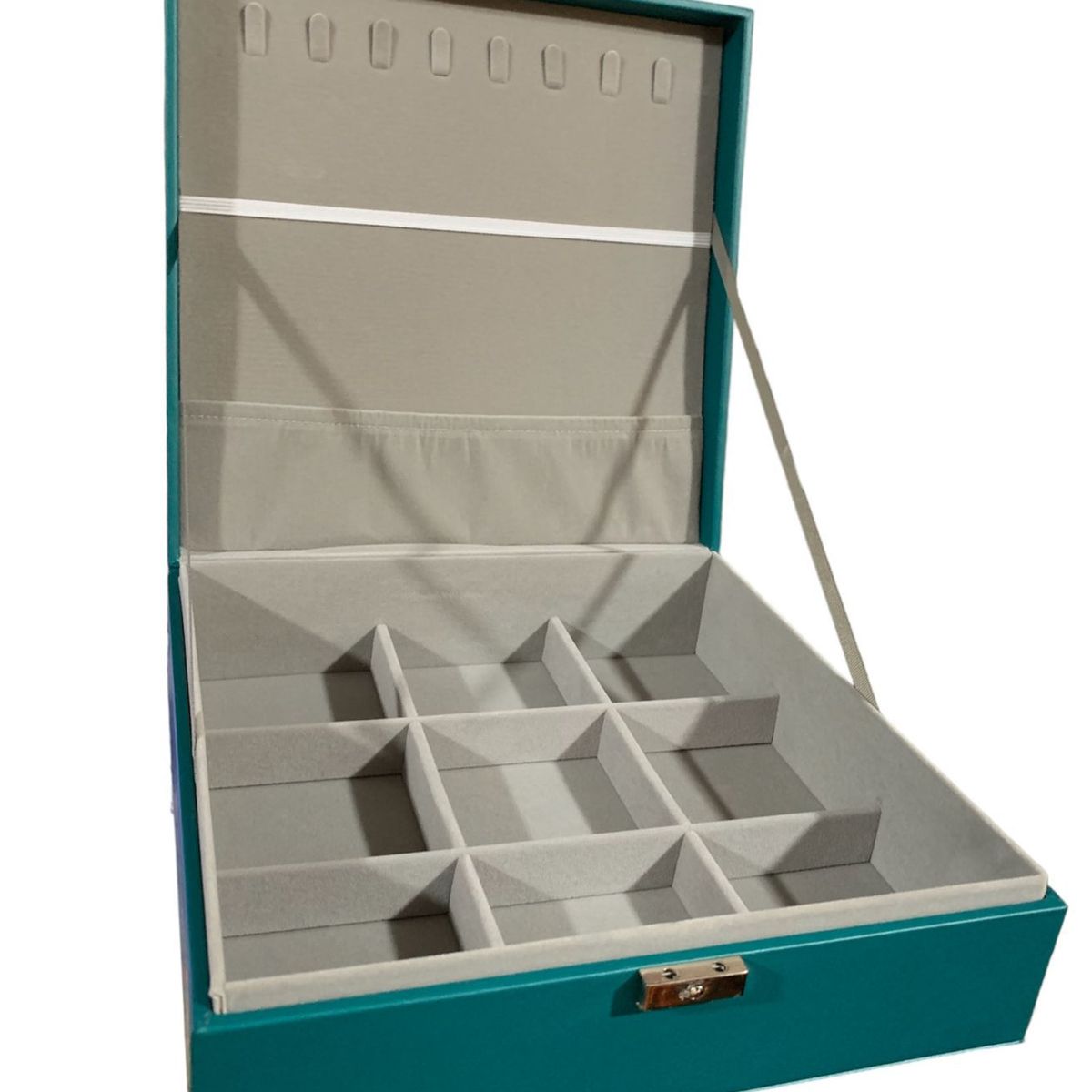 GENERICO - Joyero Cofre de Accesorios cuadrado cuero Grande 27cmx27cm