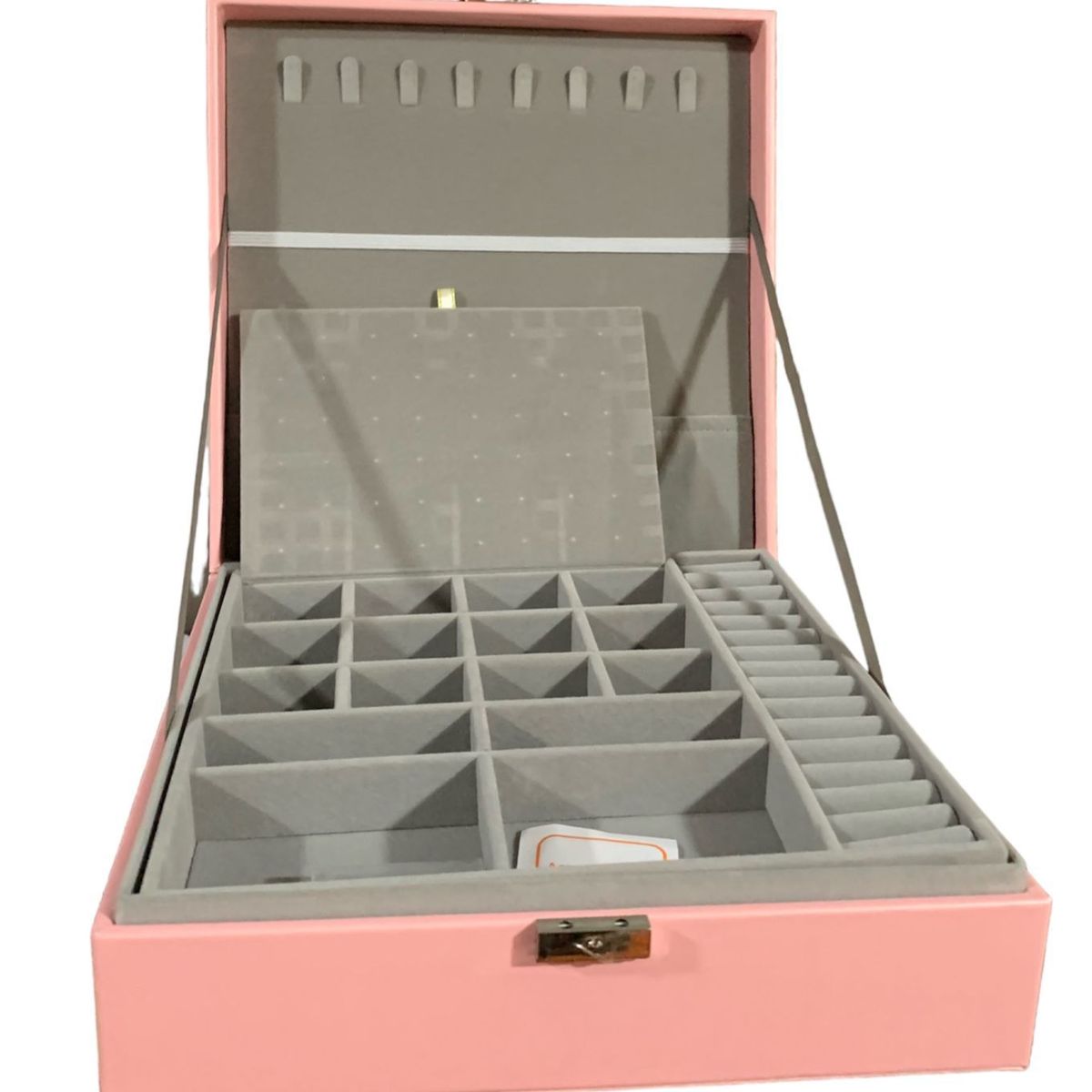 GENERICO - Joyero Cofre de Accesorios cuadrado cuero Grande 27cmx27cm